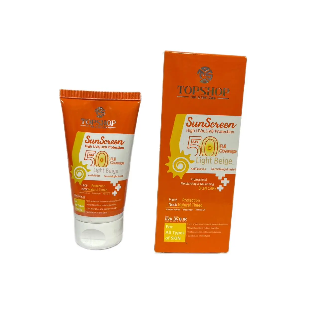 کرم ضد آفتاب رنگی تاپ شاپ با SPF50 مناسب انواع پوست حجم 50 میلی لیتر